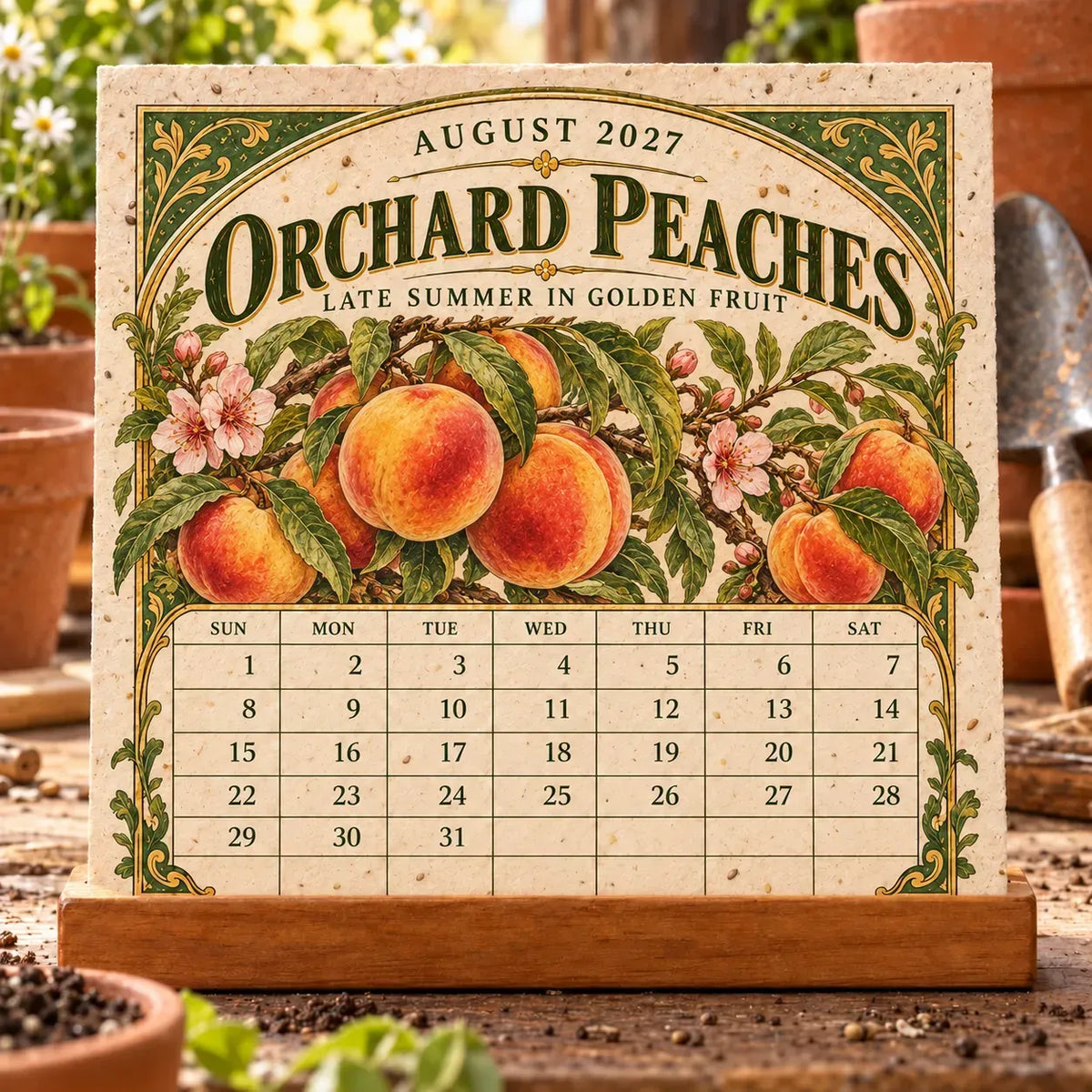 ⏰BLACK FRIDAY FLASH SALE 50% OFF🌱 2027 Heirloom Garden Plantable Seed Calendar | 12 Plantable Months with Vintage Botanical Art & Wooden Stand 🌼