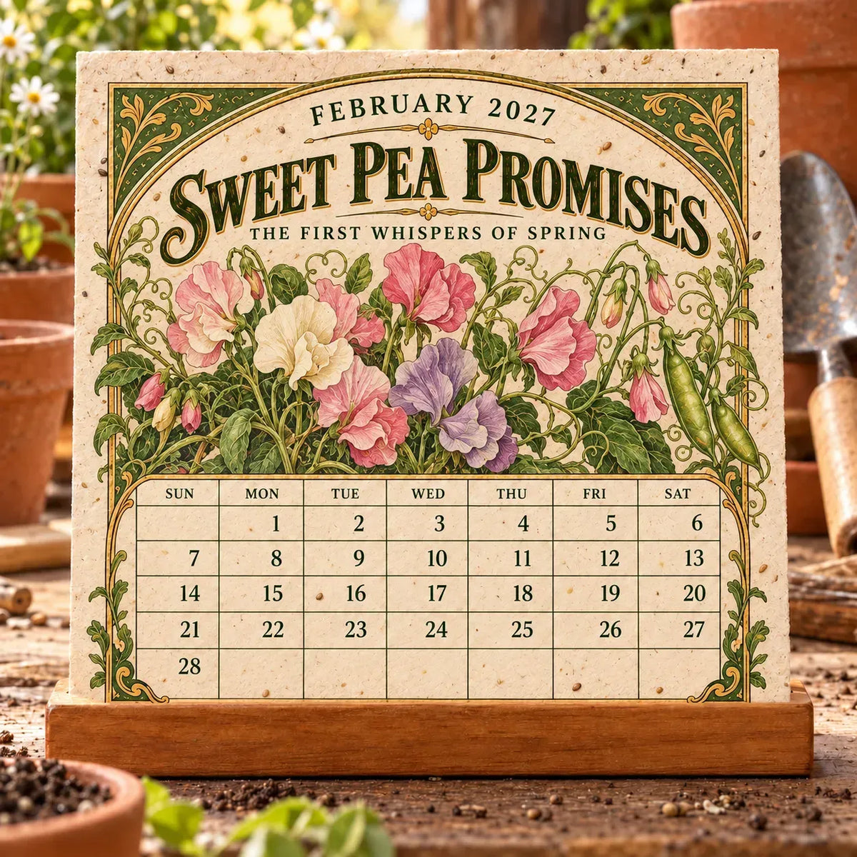 ⏰BLACK FRIDAY FLASH SALE 50% OFF🌱 2027 Heirloom Garden Plantable Seed Calendar | 12 Plantable Months with Vintage Botanical Art & Wooden Stand 🌼
