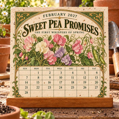 ⏰BLACK FRIDAY FLASH SALE 50% OFF🌱 2027 Heirloom Garden Plantable Seed Calendar | 12 Plantable Months with Vintage Botanical Art & Wooden Stand 🌼