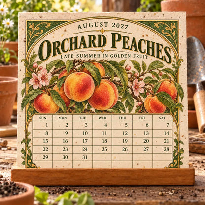 ⏰BLACK FRIDAY FLASH SALE 50% OFF🌱 2027 Heirloom Garden Plantable Seed Calendar | 12 Plantable Months with Vintage Botanical Art & Wooden Stand 🌼