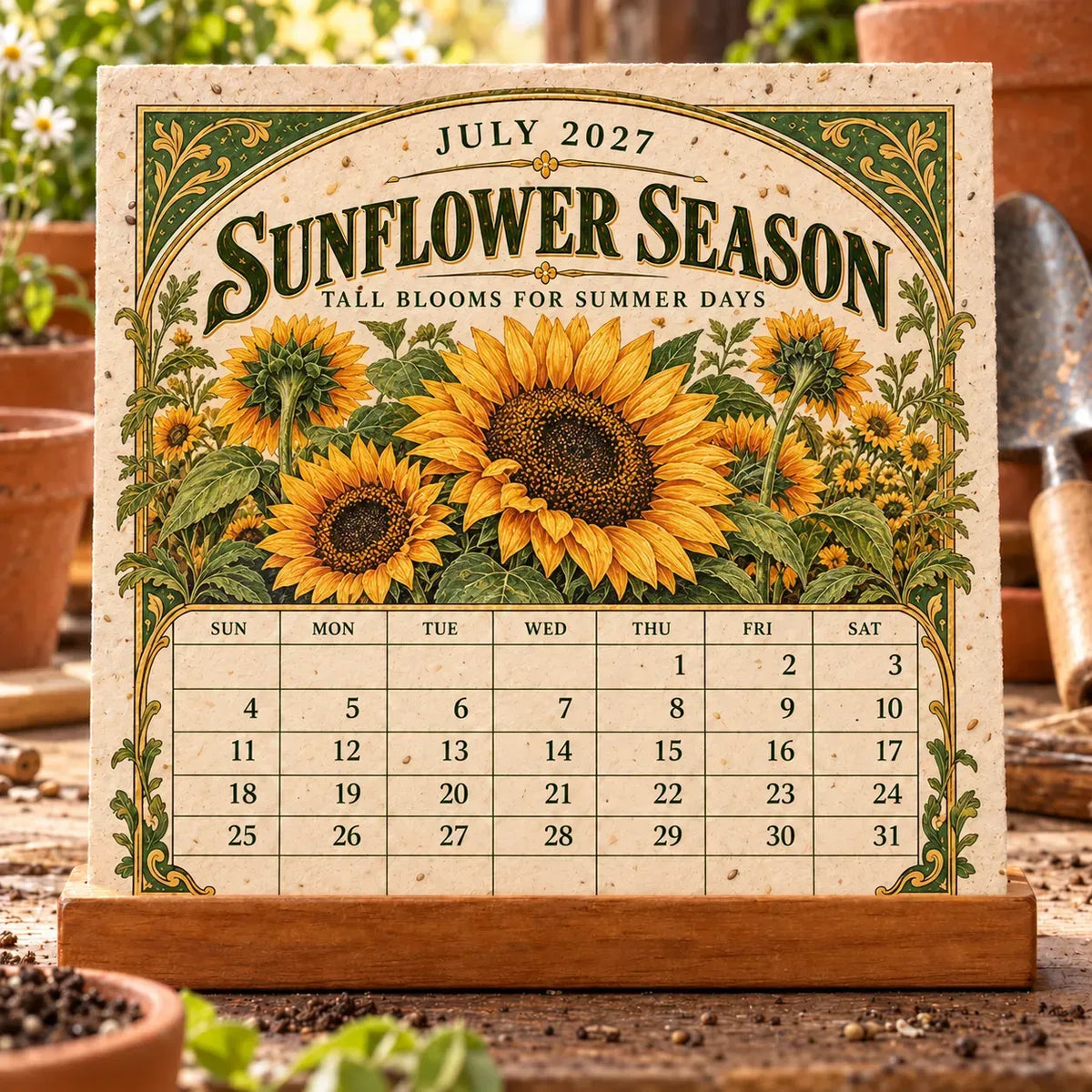 ⏰BLACK FRIDAY FLASH SALE 50% OFF🌱 2027 Heirloom Garden Plantable Seed Calendar | 12 Plantable Months with Vintage Botanical Art & Wooden Stand 🌼