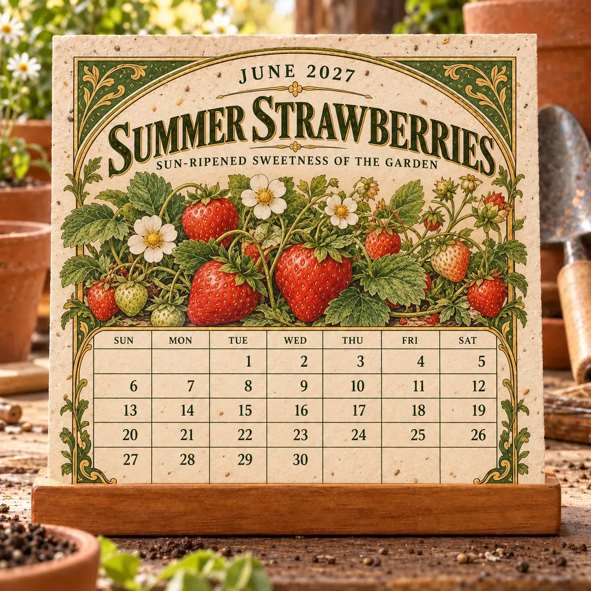 ⏰BLACK FRIDAY FLASH SALE 50% OFF🌱 2027 Heirloom Garden Plantable Seed Calendar | 12 Plantable Months with Vintage Botanical Art & Wooden Stand 🌼