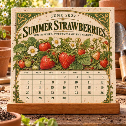 ⏰BLACK FRIDAY FLASH SALE 50% OFF🌱 2027 Heirloom Garden Plantable Seed Calendar | 12 Plantable Months with Vintage Botanical Art & Wooden Stand 🌼
