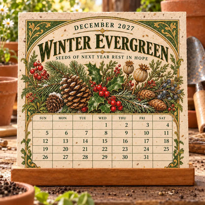 ⏰BLACK FRIDAY FLASH SALE 50% OFF🌱 2027 Heirloom Garden Plantable Seed Calendar | 12 Plantable Months with Vintage Botanical Art & Wooden Stand 🌼
