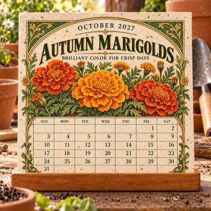 ⏰BLACK FRIDAY FLASH SALE 50% OFF🌱 2027 Heirloom Garden Plantable Seed Calendar | 12 Plantable Months with Vintage Botanical Art & Wooden Stand 🌼