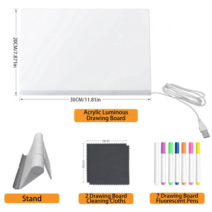 🌈✨ Magic LED Light-Up Drawing Board 🎨💡 Reusable Glow Art Kit for Kids 🖍️🌟 Colorful Doodle & Tracing Board 🎁🎄 Fun Creative Gift for Boys & Girls